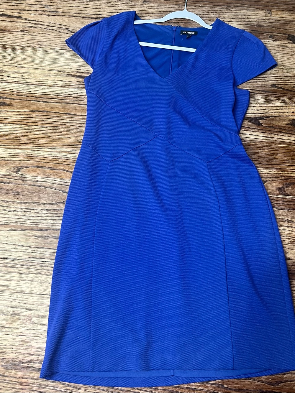 Express Cobalt V-Neck Cap Sleeve Sheath Dress
